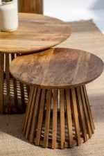 Caramel Nesting Round Wood Coffee Table Set - Image 7