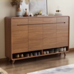 Rustic Mango Solid Wooden Modern Style 2 door Shoe Rack In Honey Finish