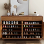 Rustic Mango Solid Wooden Modern Style 2 door Shoe Rack In Honey Finish - Image 2