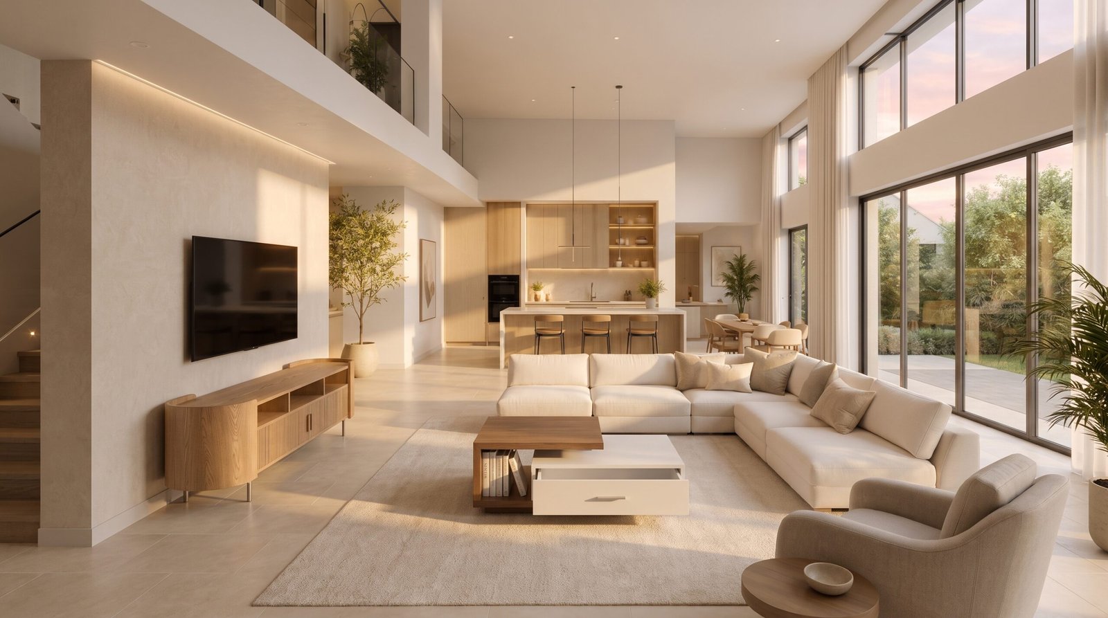 AKL Home crafted furniture in a warm contemporary living room